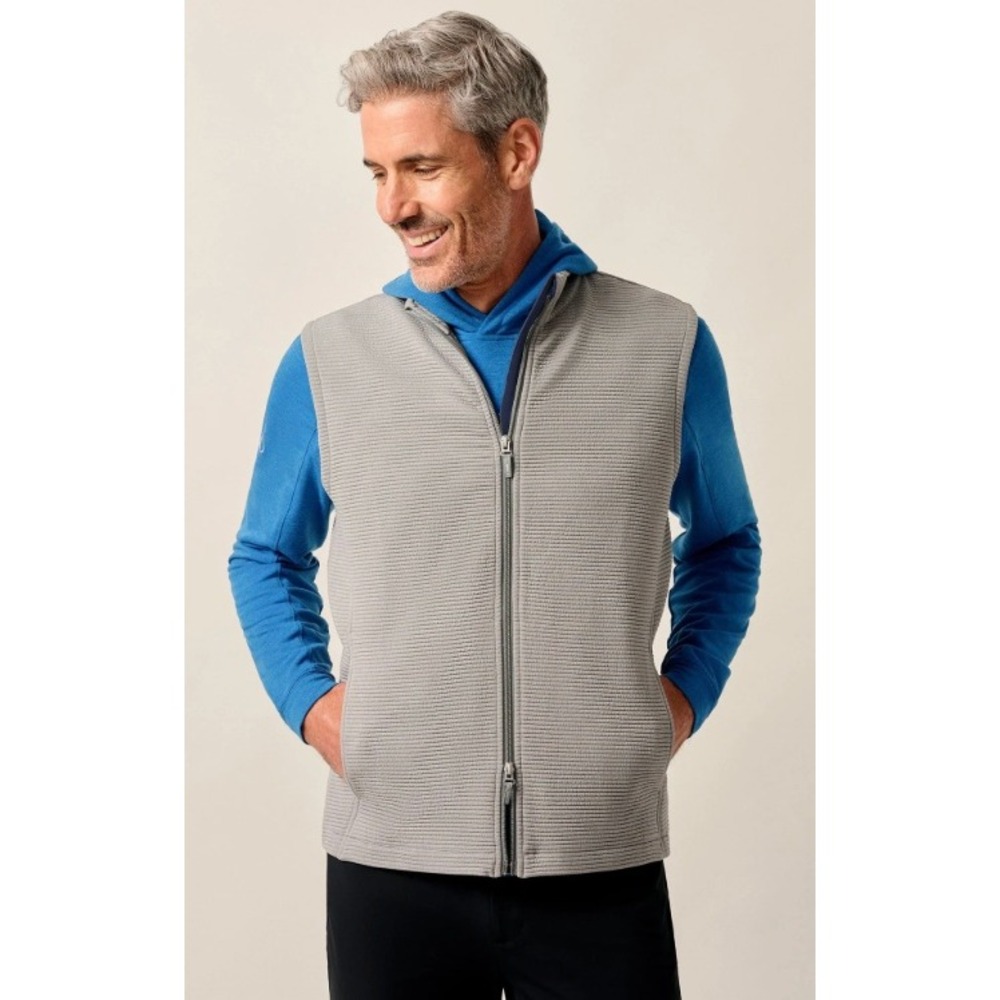Johnnie-O Reggie Ribbed Performance Vest Seal Gray Men's Size Medium